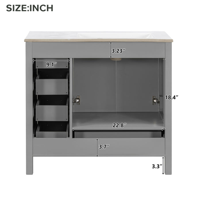 Bathroom Vanity With Sink Combo, 2 Soft Close Doors And 5 Drawers