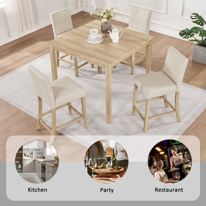 5 Piece Counter Height Table Set With 4 Chairs