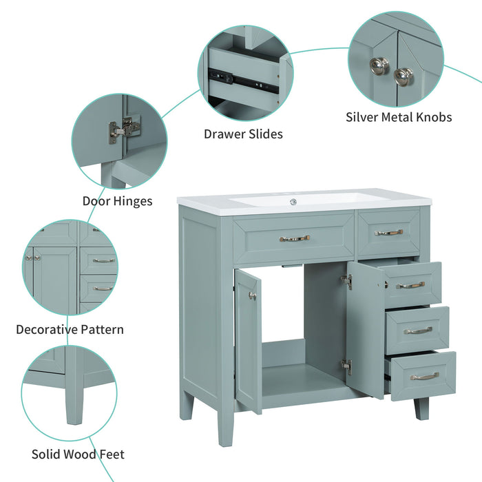 Modern Bathroom Vanity With Sink, Freestanding Design With Drawers And Doors
