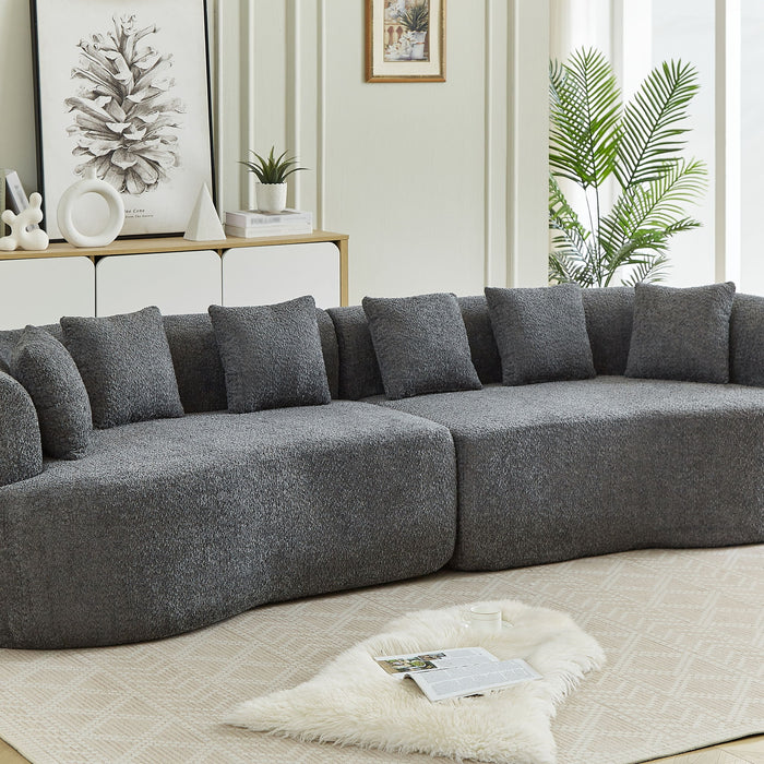 Curved Sectional Sofa With 6 Pillows