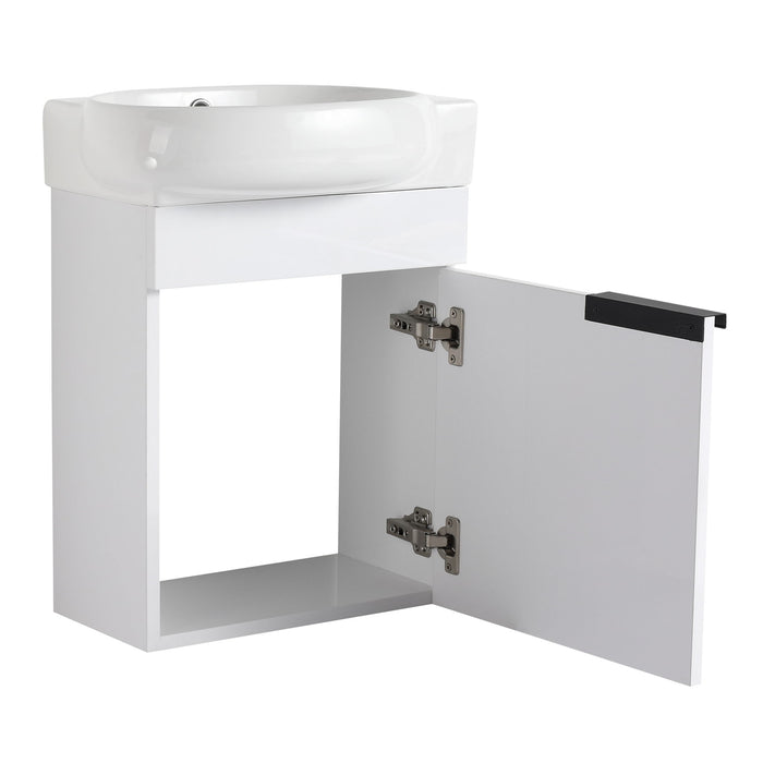 Soft Close Doors Bathroom Vanity With Sink, Compact Wall Mounted Design Basin