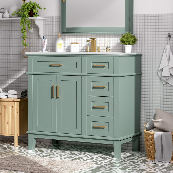 Modern Bathroom Vanity With Ceramic Sink, Soft Close Storage Cabinet