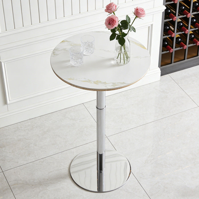 Circular Bar Table - White / Silver