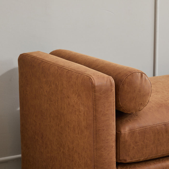 Elegant Upholstered Bench Daybed Ottoman With Bolster Pillows