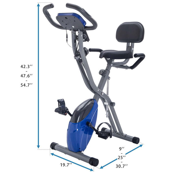 Exercise Bike Folding Stationary Bikes For Home With 16 Level Magnetic Resistance