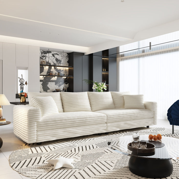 Deep Seat Convertible Sofa With Soft Pillows And Ottomans