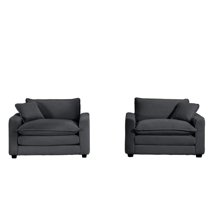 Modern Classic Corduroy Fabric Single Chair Deep Seat Sofa With Pillow