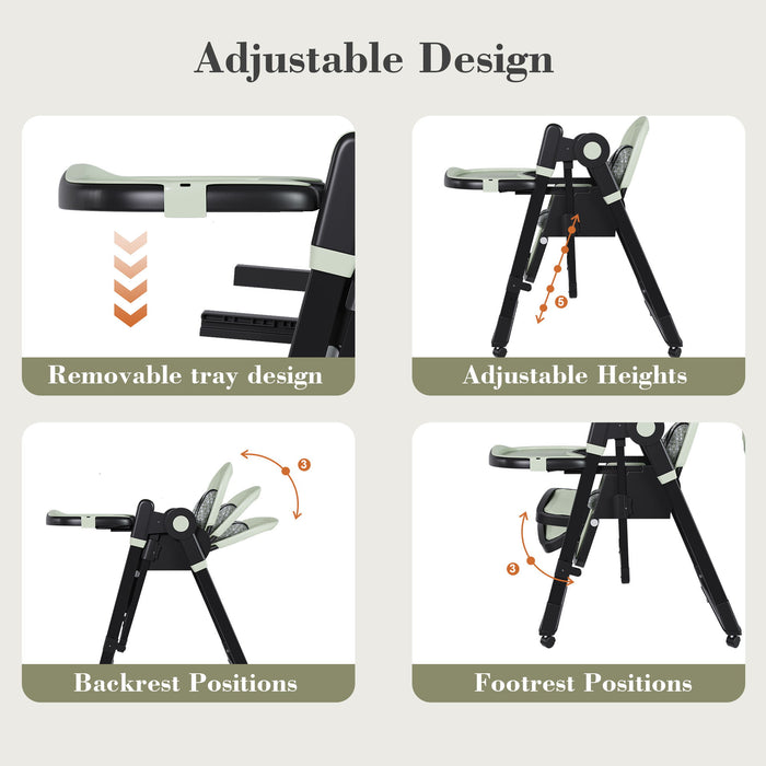 Convertible Baby High Chair To Rocker With 5 Point Harness