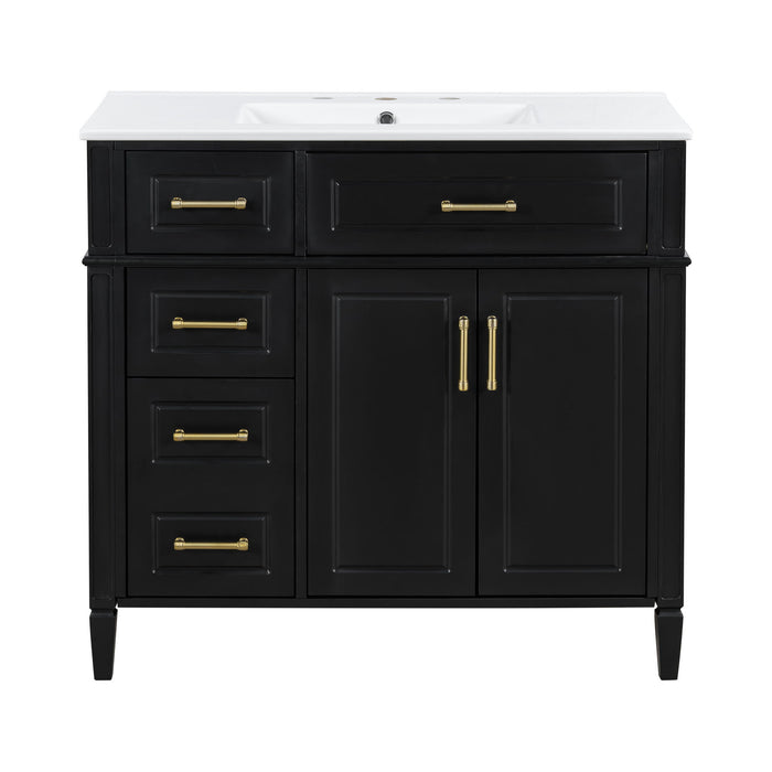 Bathroom Vanity With Sink, 4 Drawers, 2 Doors