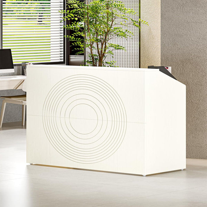 Modern Reception Desk, Front Desk Table With Cable Grommet & Privacy Panels