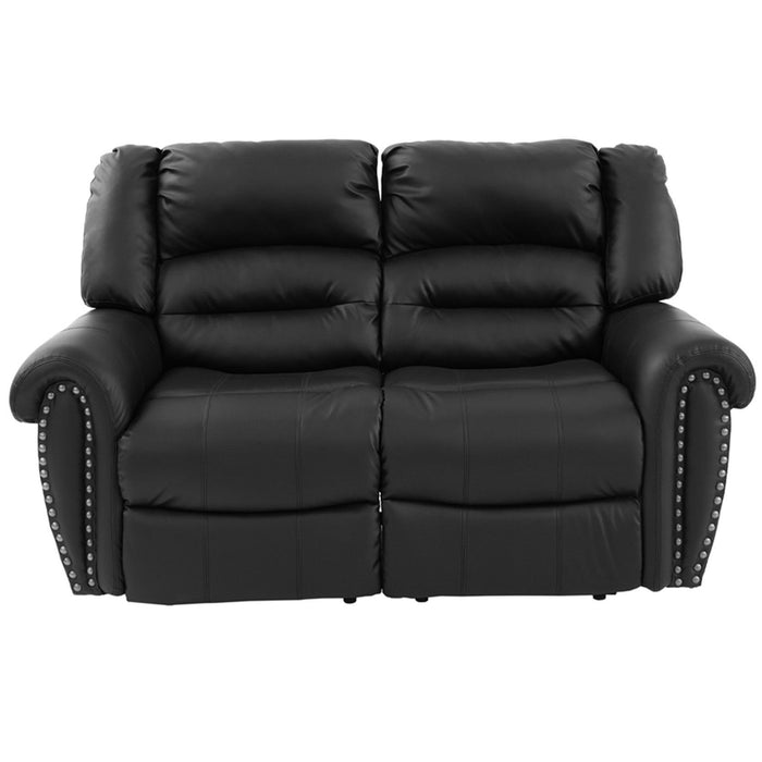 Plush Relax Power Reclining Loveseat 2 Seat Couch With USB Charging Armrest Cushion Living Room Furniture - Black