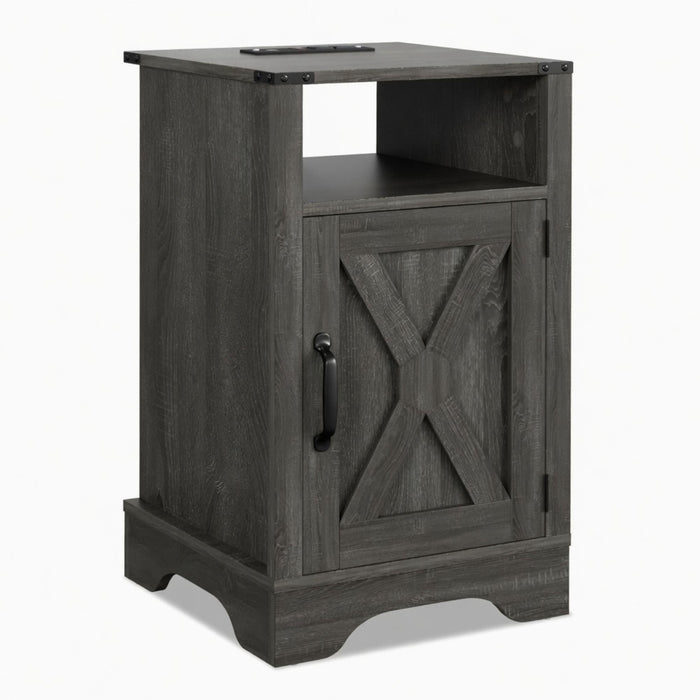 Farmhouse Nightstand, Charging Station & Storage