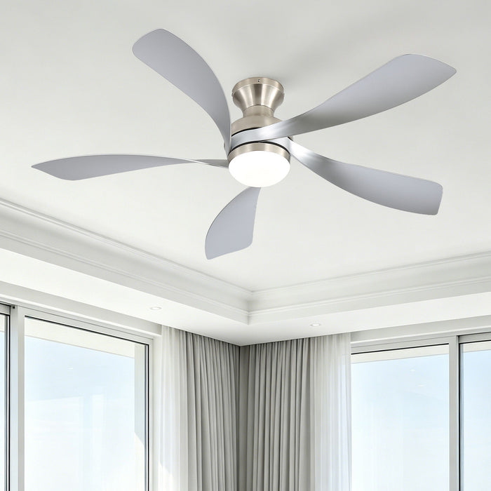 52" Ceiling Fan With 3 Color Dimmable LED Light, DC Reversible Motor, 6 Speed Settings