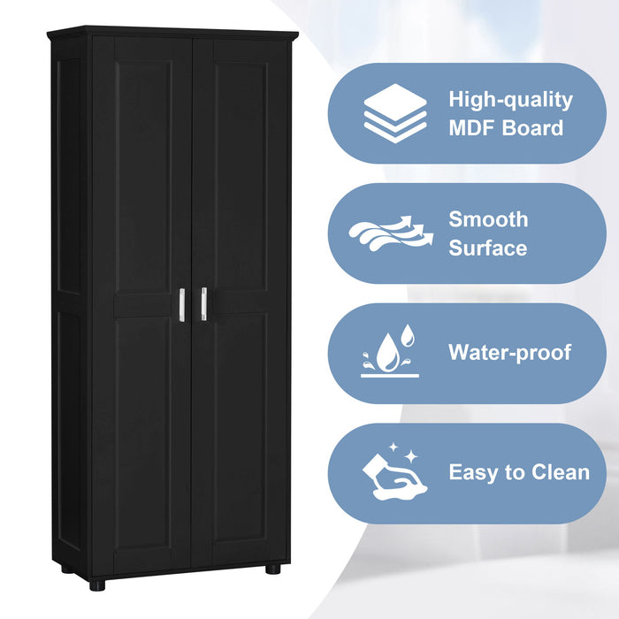 Storage Cabinet With Adjustable Shelves, 2 Doors, Rectangle Design For Bathroom