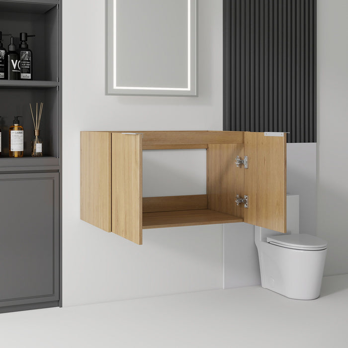 Floating Bathroom Vanity Cabinet With Soft Close Double Doors, Spacious Interior Storage, Wall Mounted, Cabinet Only