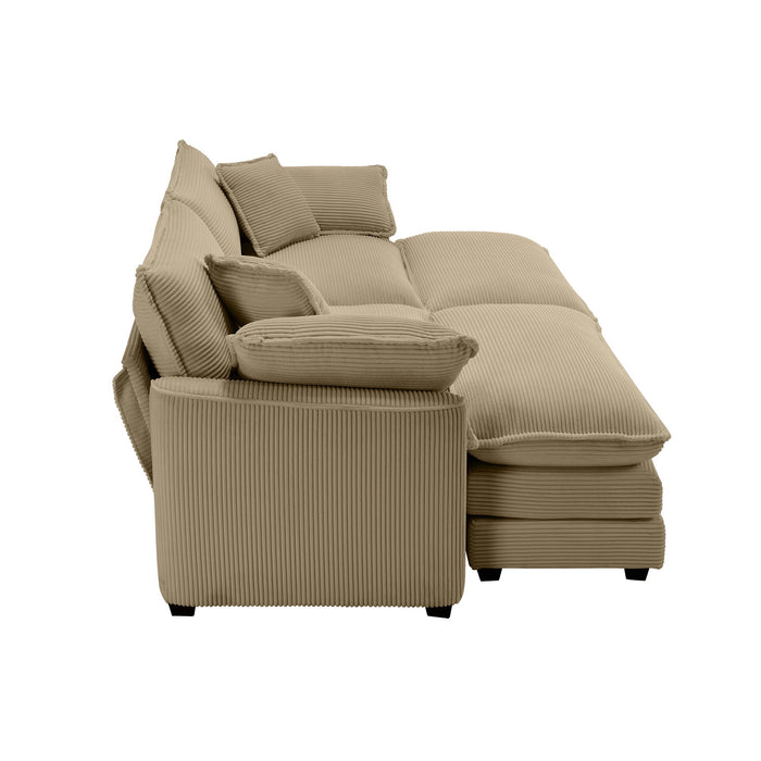 Oversized Modular Cushion Sofa With Ottoman, Low Back, Deep Seating Sofa Set