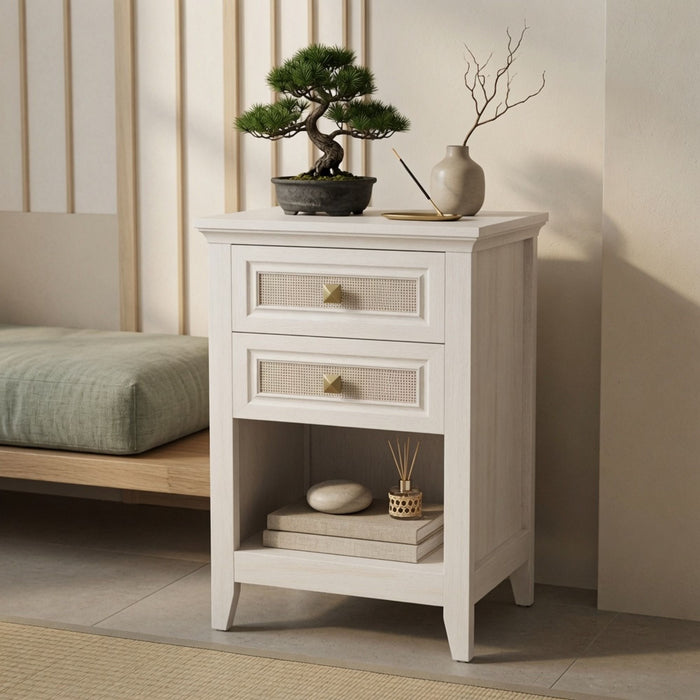 Nightstands With 2 Drawers, Bedside Tables For Small Spaces (Set of 2) - White