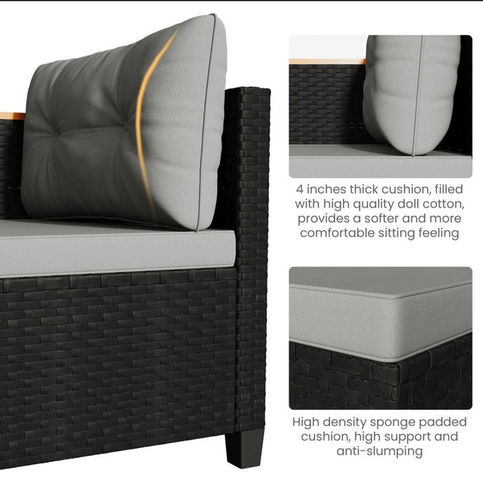 L-Shaped Patio Set With Cushions And Storage Table