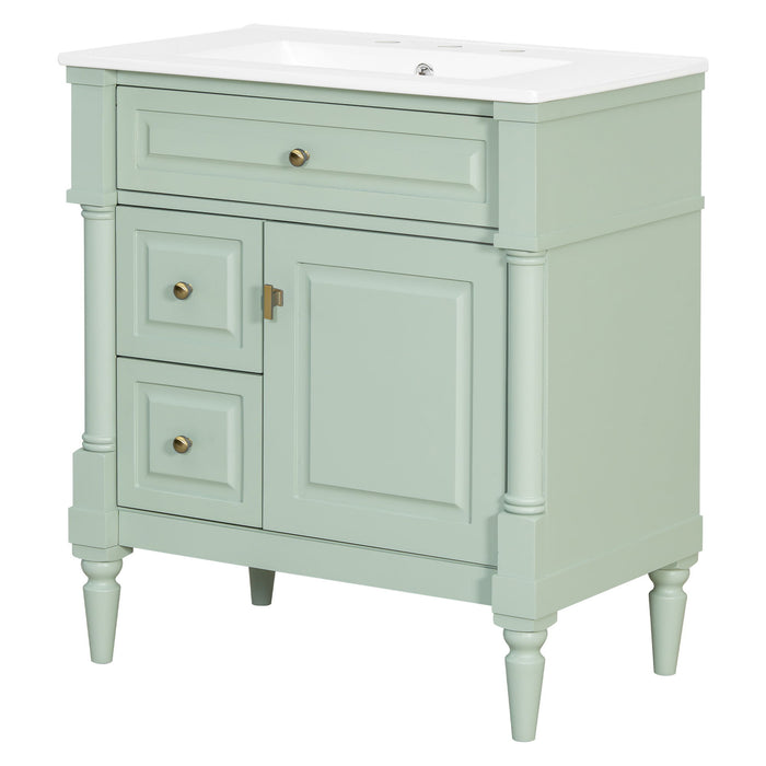 Modern Bathroom Vanity With Sink, Freestanding Cabinet With Flip Drawer & Adjustable Shelf