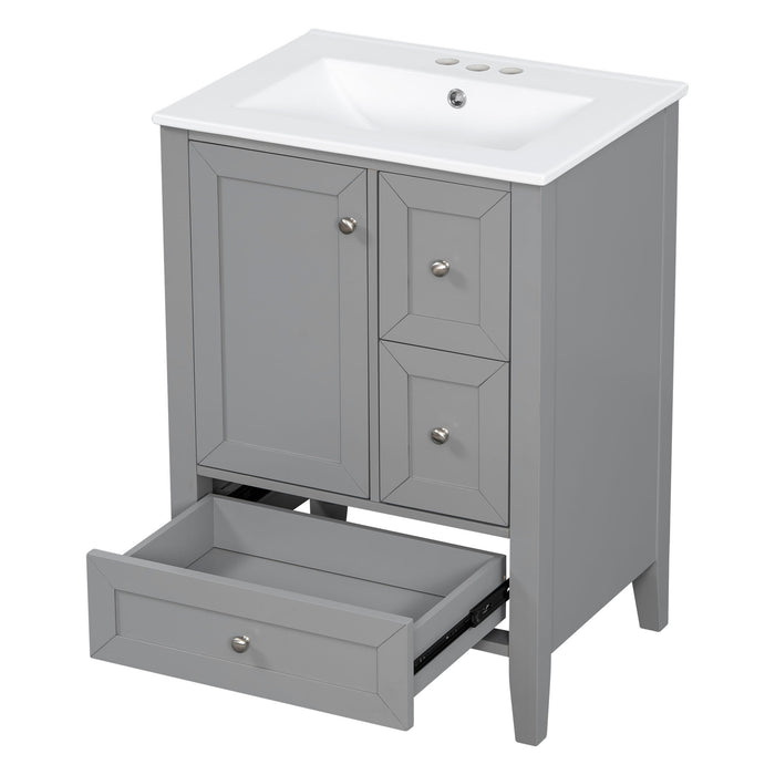 Modern Bathroom Vanity With Sink, Freestanding Cabinet With Drawers And Shelves