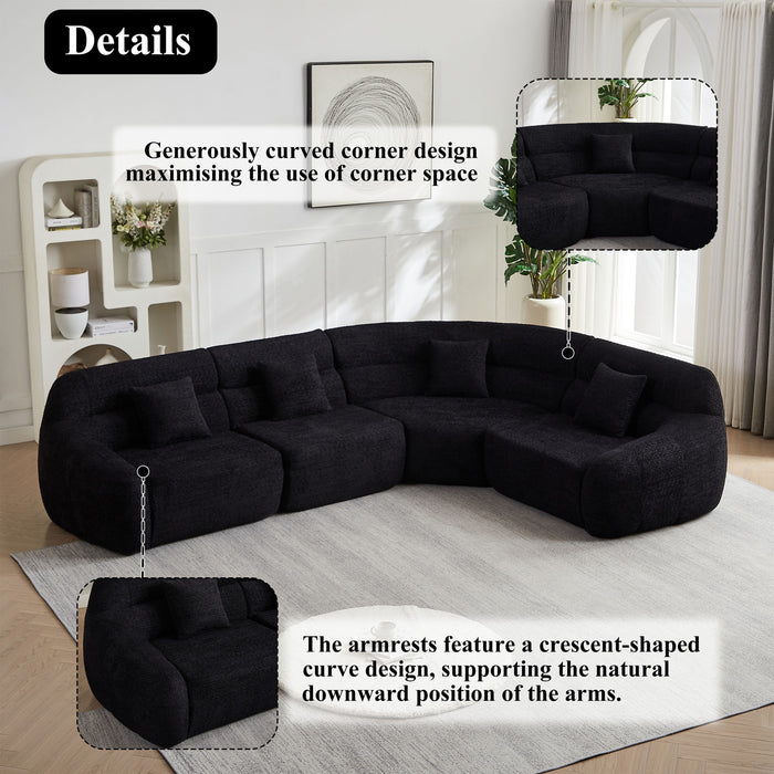 Luxury Curved Corner Sectional Sofa With 4 Pillows