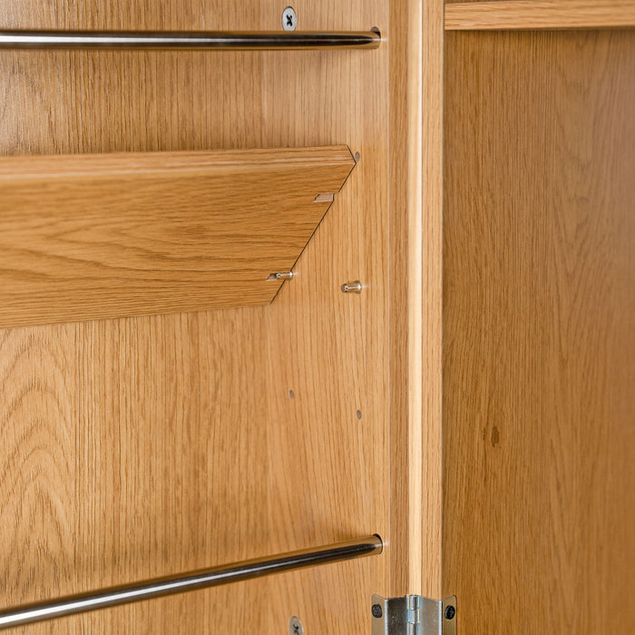 Fluted Kitchen Pantry Cabinet With 3 Keyboard Drawers & 6 Door Shelves Adjustable