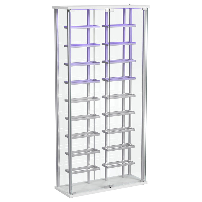 Wine Storage LED Curio Cabinet - Chrome