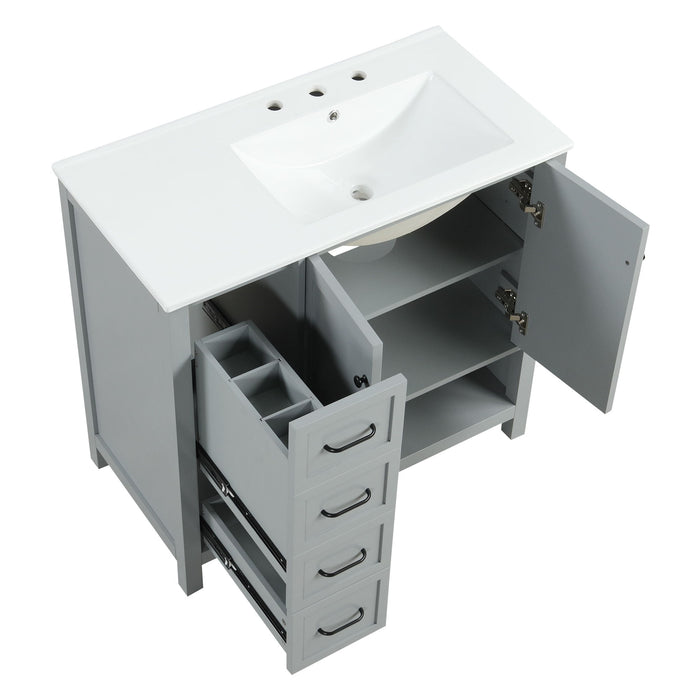 Bathroom Vanity With Sink Top, Bathroom Vanity Cabinet With 2 Doors And 2 Drawers, Open Shelf