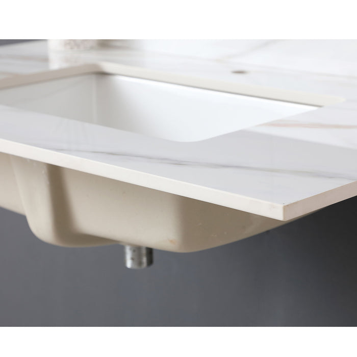 Elegant Vanity Top With Undermount Sink And Backsplash, Sintered Stone