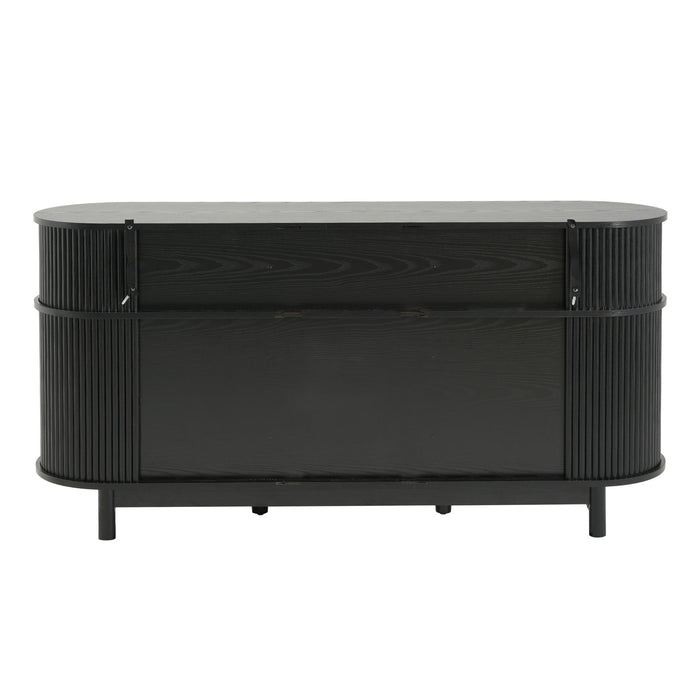Fluted Sideboard Buffet Cabinet With Sliding Doors And Adjustable Shelves