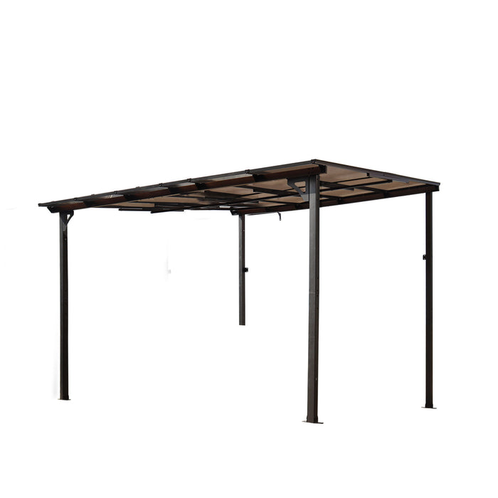 Wall Mounted Outdoor Pergola Gazebo, Heavy Duty Metal Awning With Roof