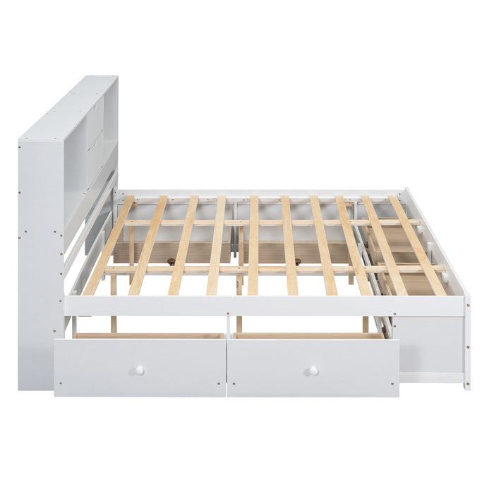Platform Bed With Storage Headboard And 8 Drawers
