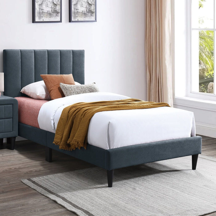 Bed With Channel Tufted Adjustable Headboard