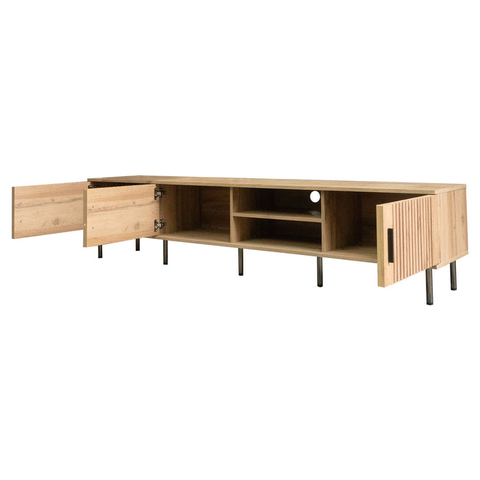 78" TV Stand For TVs Up To 85" With Closed Storage, Living Room Entertainment Center - Natural Wood