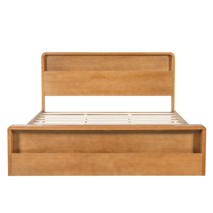 Bed Frame With Dual Open Storage Headboard And Footboard