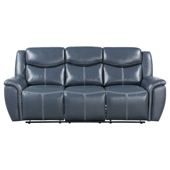 Stanwicke - 2 Piece Motion Reclining Sofa Set With Contrast Stitching - Blue
