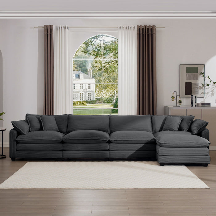 Modular Oversized Cushion Sofa With Ottoman, Low Back, Deep Seating Sofa Set