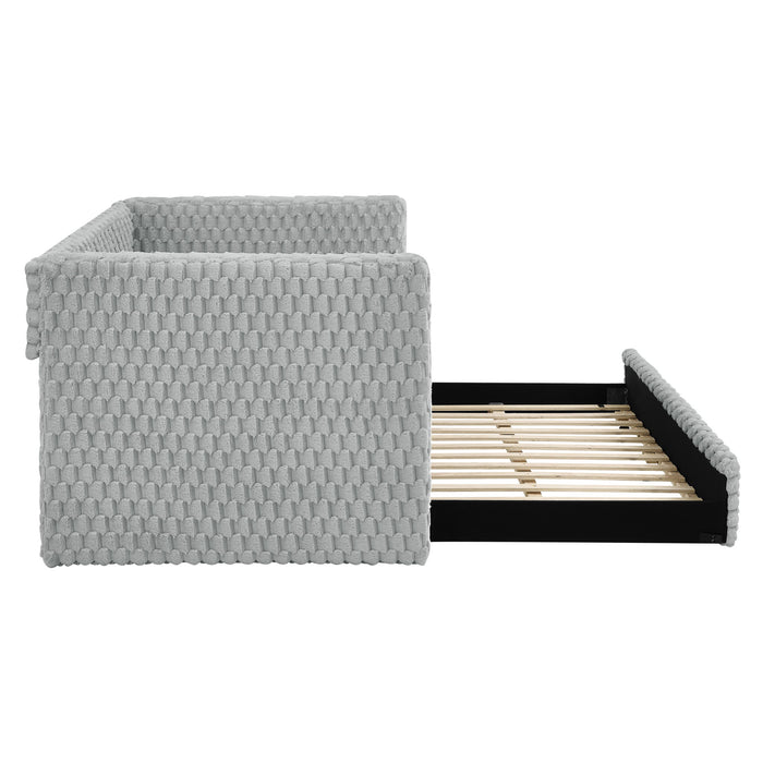 Modern Twin Size Daybed Upholstered Sofa Bed With Pull Out Feature - Dark Gray