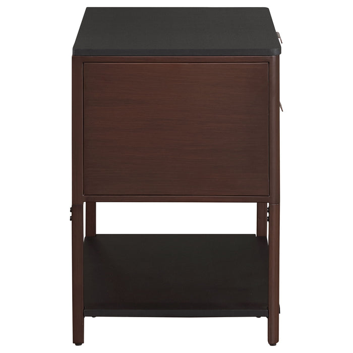 Tova - 2 Drawer Side Table With Shelf - Dark Brown