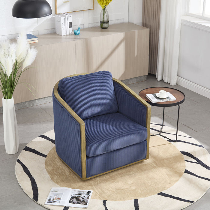 Corduroy Barrel Chair, 360 Degree Swivel