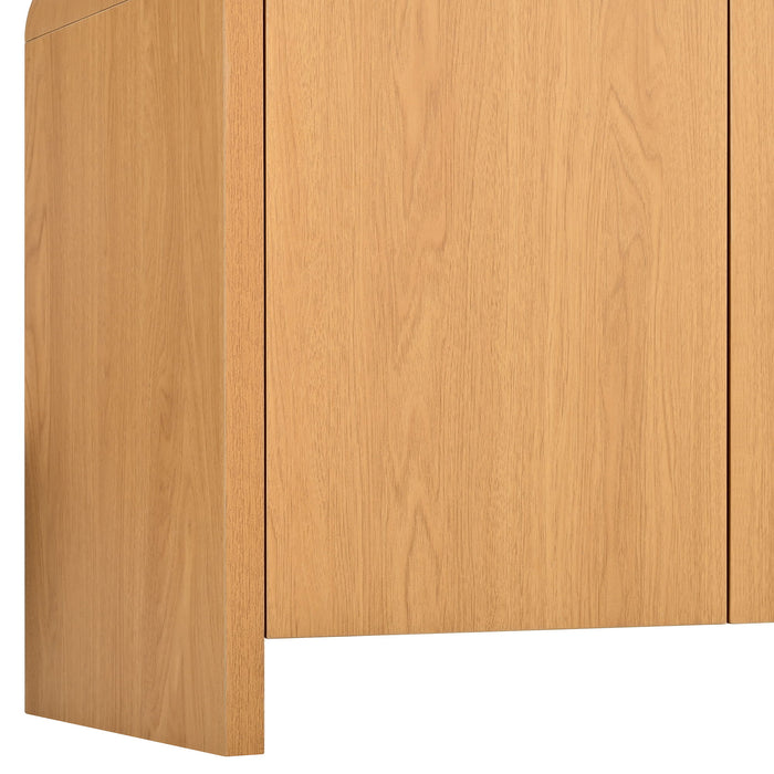 Curved Edge TV Stand With Large Cabinets