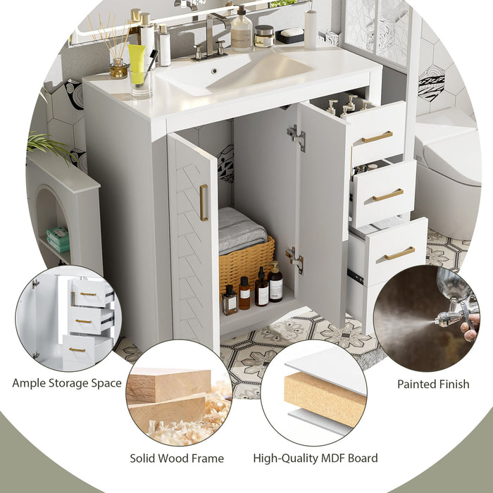 Bathroom Vanity With Sink Combo, Storage Cabinet, Freestanding Set With 3 Drawers & Soft Closing Doors