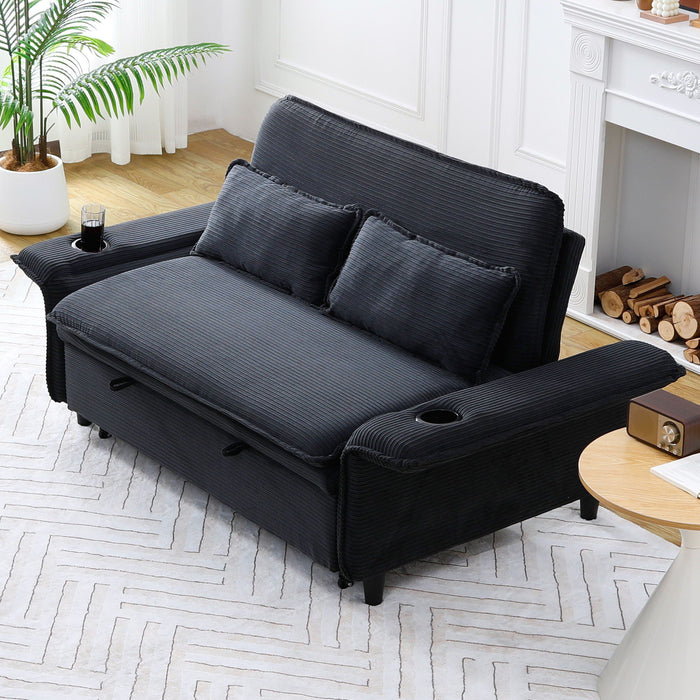 Modern Fabric Multi-Functional Sofa Bed With Adjustable Armrests And Backrests