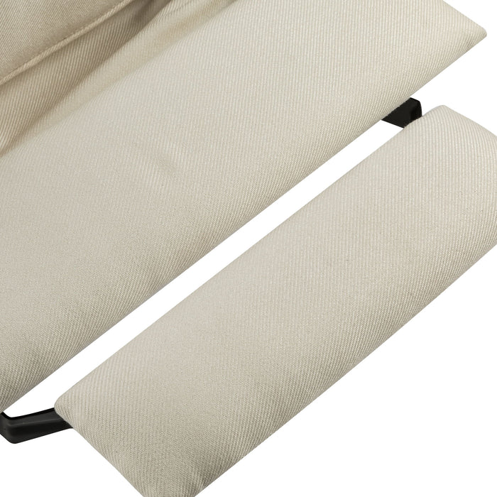 Upholstered Push Recliner Chair With Rubber Wood Legs For Living Room