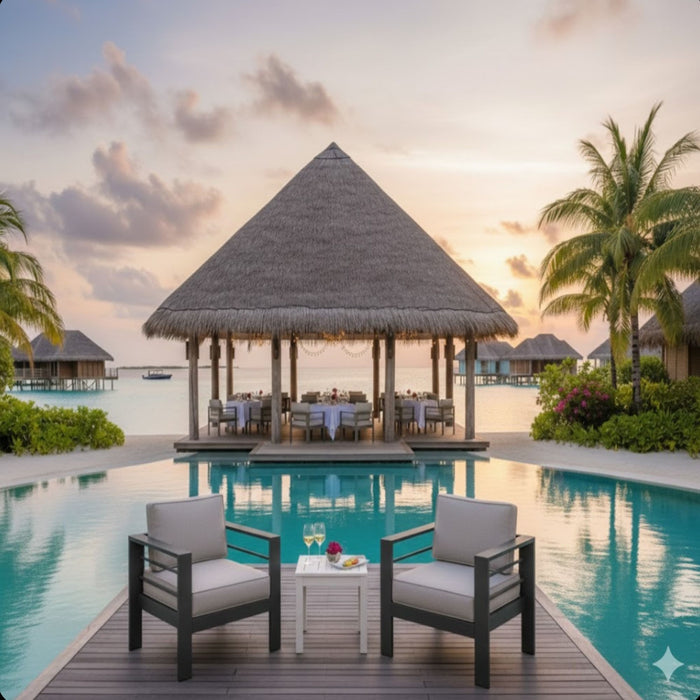 Modern All-Weather Patio Armchairs With Thick Cushions (Set of 2)