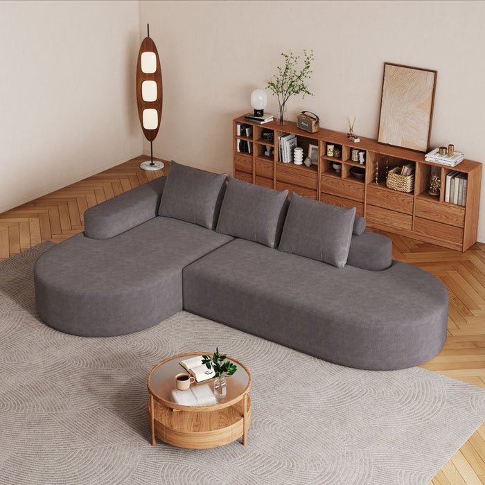 Modern Curved Sofa, L-Shaped Modular Sectional Set With 3 Pillows