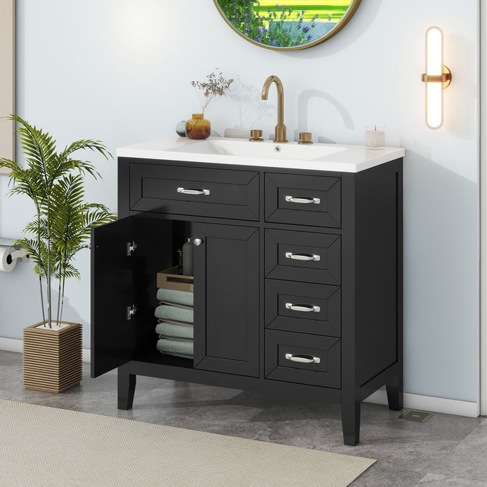 Modern Bathroom Vanity With Sink, Freestanding With Drawers And Doors
