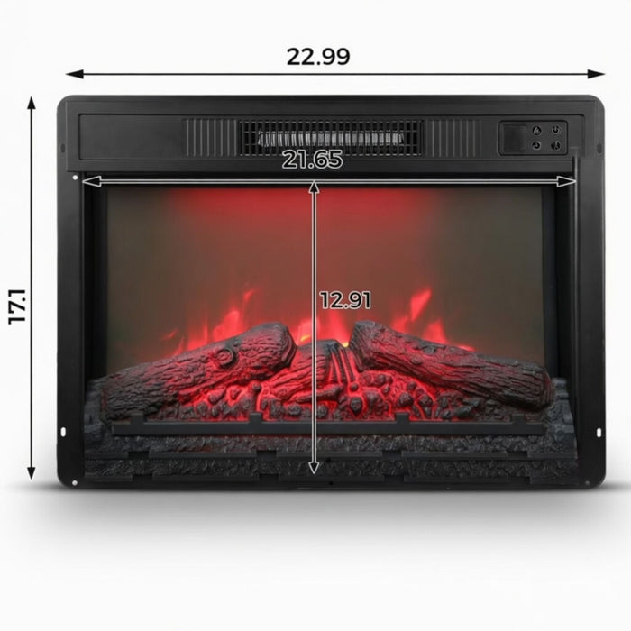 Electric Fireplace Insert Heater With Multicolor Flames, Remote Control - Black
