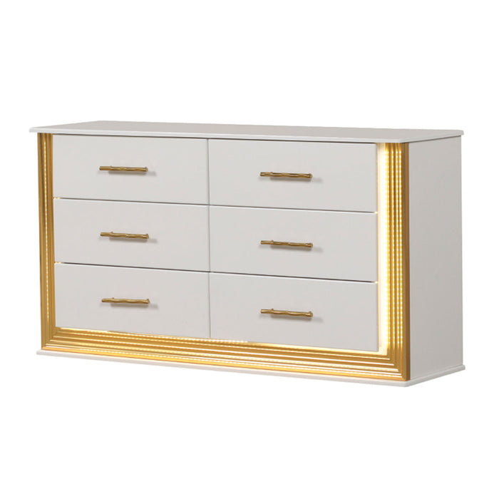 Obsession - 6 Drawer LED Dresser - White