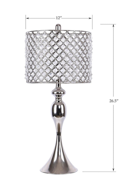 Ashland - Contemporary Table Lamp Round Clear Crystal Beads (Set of 2) - Polished Nickel